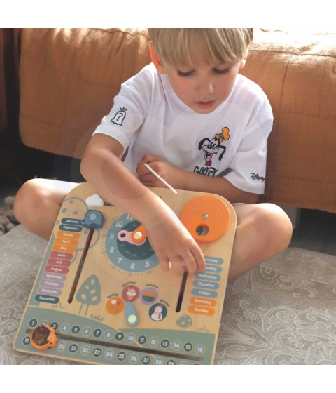 VIGA PolarB medinis Montessori kalendorius ir laikrodis