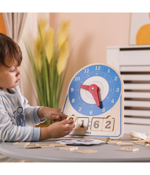 VIGA medinis laikrodis mokymosi laiko laikrodis Montessori