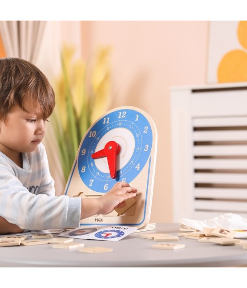 VIGA medinis laikrodis mokymosi laiko laikrodis Montessori