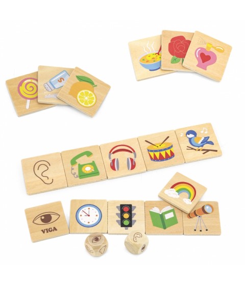 VIGA edukacinis žaidimas „Rūšiavimo pojūčiai“ dėlionė, 37 vnt. Montessori