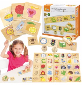 VIGA edukacinis žaidimas „Rūšiavimo pojūčiai“ dėlionė, 37 vnt. Montessori