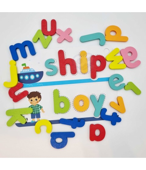 TOOKY TOY Montessori abėcėlės dėlionė Raidžių, žodžių, gyvūnų mokymasis 57 vnt.
