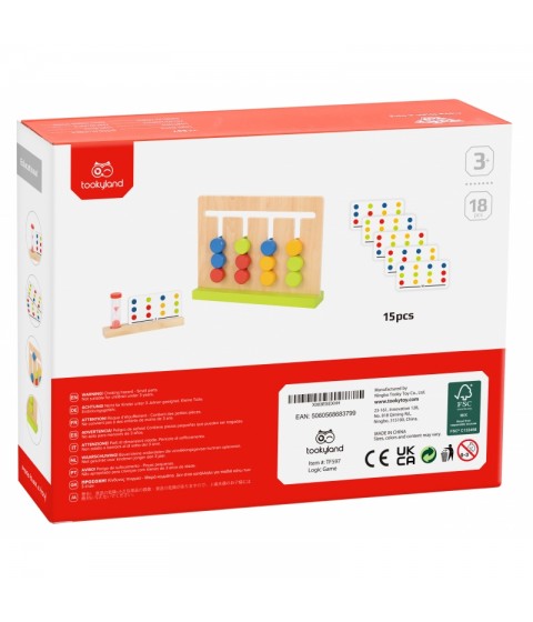 TOOKY TOY Loginis žaidimo laiko dėlionės spalvos, 30 raštų, 18 vnt.