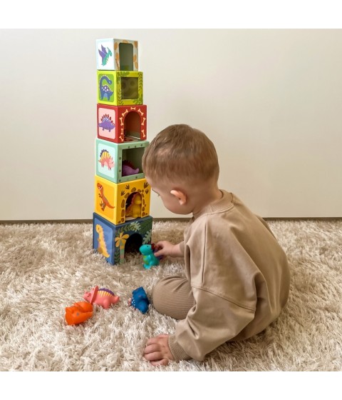 TOOKY TOY Mediniai kaladėlės Dėlionė + 6 Žaislinės figūrėlės, 12 vnt.