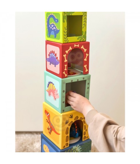 TOOKY TOY Mediniai kaladėlės Dėlionė + 6 Žaislinės figūrėlės, 12 vnt.