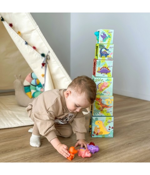 TOOKY TOY Mediniai kaladėlės Dėlionė + 6 Žaislinės figūrėlės, 12 vnt.