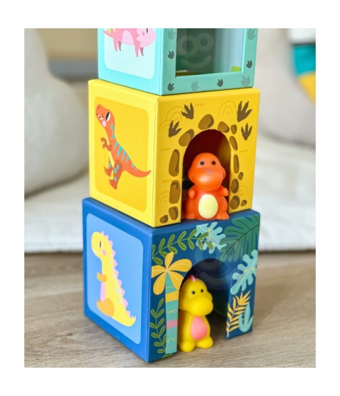 TOOKY TOY Mediniai kaladėlės Dėlionė + 6 Žaislinės figūrėlės, 12 vnt.