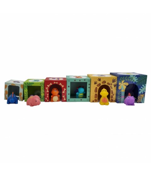 TOOKY TOY Mediniai kaladėlės Dėlionė + 6 Žaislinės figūrėlės, 12 vnt.