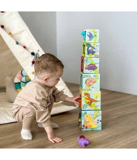 TOOKY TOY Mediniai kaladėlės Dėlionė + 6 Žaislinės figūrėlės, 12 vnt.