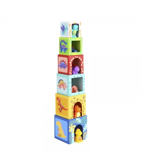 TOOKY TOY Mediniai kaladėlės Dėlionė + 6 Žaislinės figūrėlės, 12 vnt.