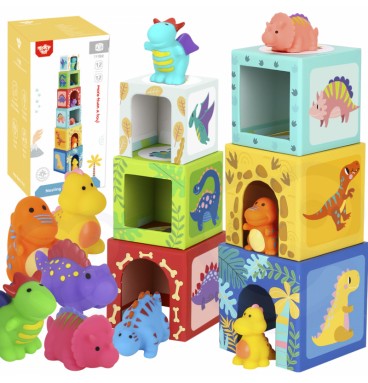 TOOKY TOY Mediniai kaladėlės Dėlionė + 6 Žaislinės figūrėlės, 12 vnt.