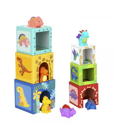 TOOKY TOY Mediniai kaladėlės Dėlionė + 6 Žaislinės figūrėlės, 12 vnt.