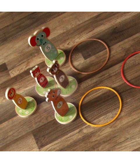 TOOKY TOY medinis įgūdžių žaidimas Mėtyk į taikinius gyvūnėlius, 15 vnt.