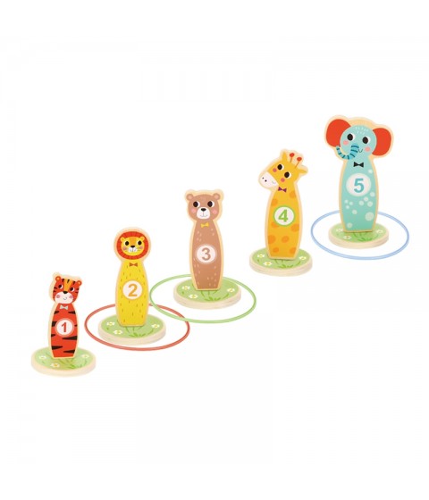 TOOKY TOY medinis įgūdžių žaidimas Mėtyk į taikinius gyvūnėlius, 15 vnt.