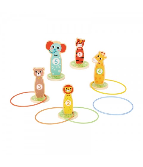 TOOKY TOY medinis įgūdžių žaidimas Mėtyk į taikinius gyvūnėlius, 15 vnt.