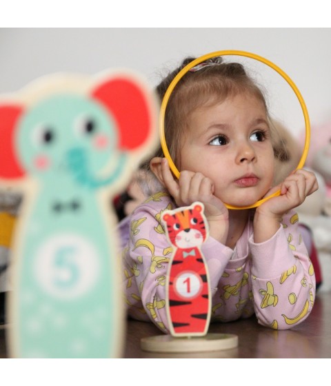 TOOKY TOY medinis įgūdžių žaidimas Mėtyk į taikinius gyvūnėlius, 15 vnt.