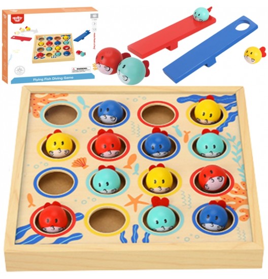 TOOKY TOY žaidimas vaikams Medinis stalas Skraidančios žuvelės 19 vnt.