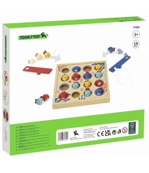 TOOKY TOY žaidimas vaikams Medinis stalas Skraidančios žuvelės 19 vnt.