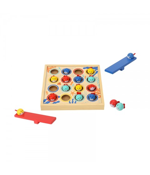 TOOKY TOY žaidimas vaikams Medinis stalas Skraidančios žuvelės 19 vnt.