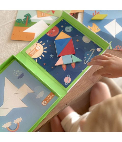 TOOKY TOY Tangram dėlionė Dėlionė vaikams Lavinamieji formų skaičiai Formos 18 vnt.