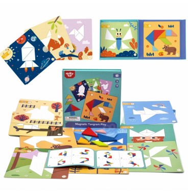 TOOKY TOY Tangram dėlionė Dėlionė vaikams Lavinamieji formų skaičiai Formos 18 vnt.