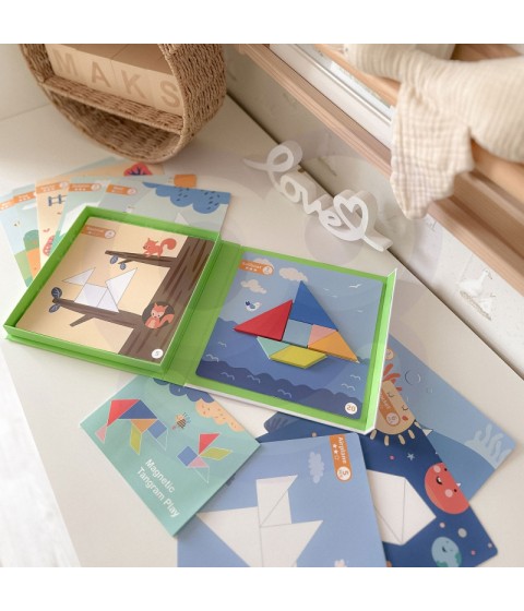TOOKY TOY Tangram dėlionė Dėlionė vaikams Lavinamieji formų skaičiai Formos 18 vnt.