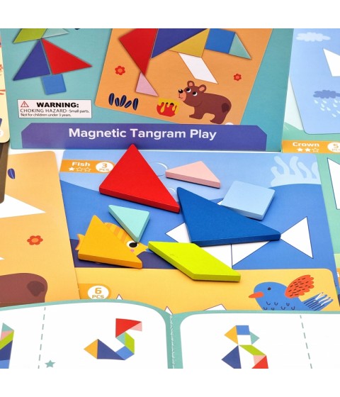 TOOKY TOY Tangram dėlionė Dėlionė vaikams Lavinamieji formų skaičiai Formos 18 vnt.