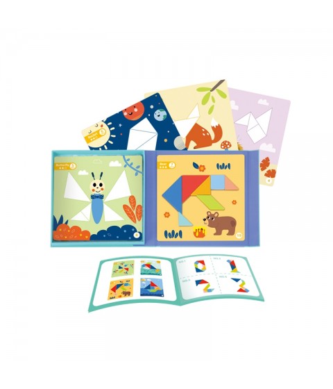 TOOKY TOY Tangram dėlionė Dėlionė vaikams Lavinamieji formų skaičiai Formos 18 vnt.