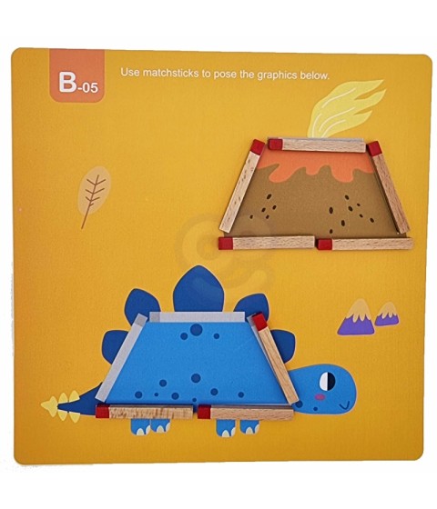 TOOKY TOY Medinis Montessori dėlionės loginis žaidimas Dėlionės Magnetiniai degtukai vaikams 58 vnt.