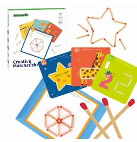 TOOKY TOY Medinis Montessori dėlionės loginis žaidimas Dėlionės Magnetiniai degtukai vaikams 58 vnt.