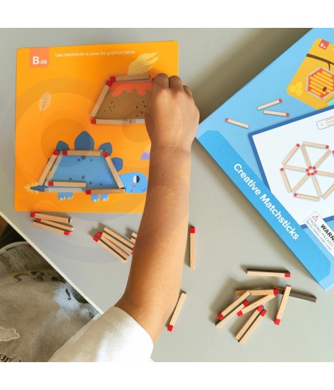 TOOKY TOY Medinis Montessori dėlionės loginis žaidimas Dėlionės Magnetiniai degtukai vaikams 58 vnt.