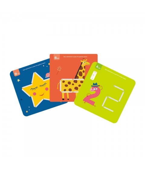 TOOKY TOY Medinis Montessori dėlionės loginis žaidimas Dėlionės Magnetiniai degtukai vaikams 58 vnt.
