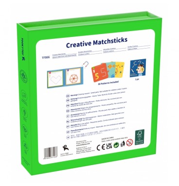 TOOKY TOY Medinis Montessori dėlionės loginis žaidimas Dėlionės Magnetiniai degtukai vaikams 58 vnt.