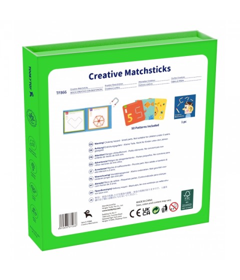 TOOKY TOY Medinis Montessori dėlionės loginis žaidimas Dėlionės Magnetiniai degtukai vaikams 58 vnt.