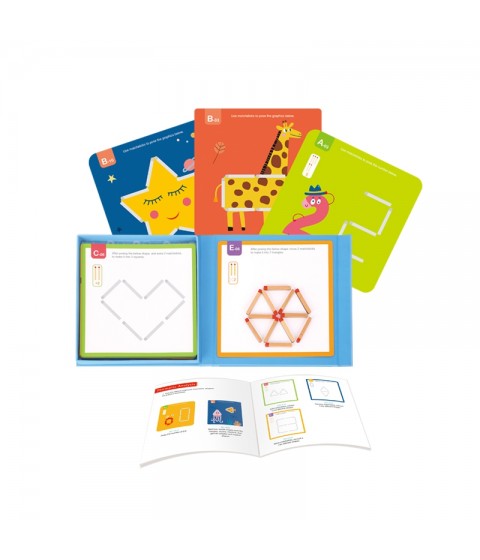 TOOKY TOY Medinis Montessori dėlionės loginis žaidimas Dėlionės Magnetiniai degtukai vaikams 58 vnt.