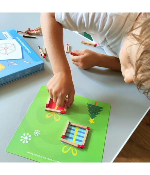TOOKY TOY Medinis Montessori dėlionės loginis žaidimas Dėlionės Magnetiniai degtukai vaikams 58 vnt.