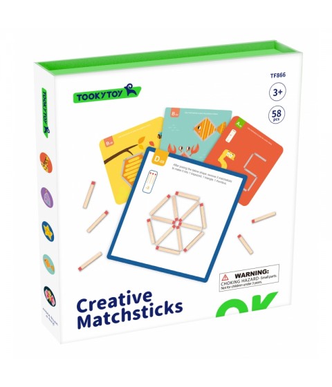 TOOKY TOY Medinis Montessori dėlionės loginis žaidimas Dėlionės Magnetiniai degtukai vaikams 58 vnt.