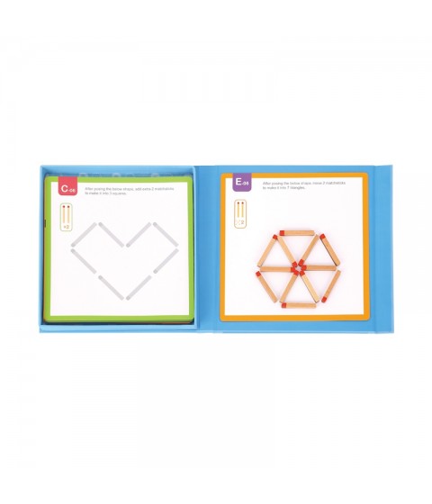 TOOKY TOY Medinis Montessori dėlionės loginis žaidimas Dėlionės Magnetiniai degtukai vaikams 58 vnt.
