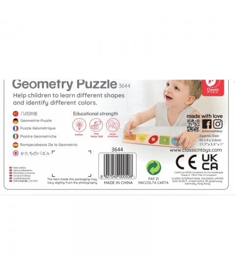 CLASSIC WORLD Montessori dėlionė vaikams, mokymosi formų, figūrų, spalvų 7 vnt.