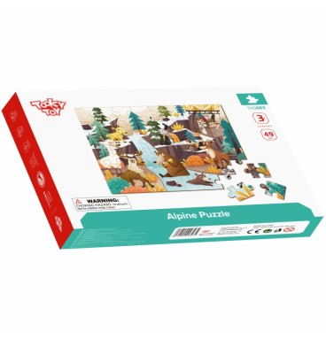 TOOKY TOY Dėlionė su maišeliu Alpių gyvūnų ir peizažo dėlionė 49 detalės.