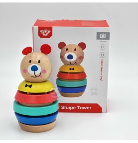 TOOKY TOY medinė dėlionė piramidės formos meškiukas 11 vnt.