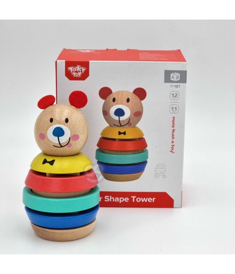 TOOKY TOY medinė dėlionė piramidės formos meškiukas 11 vnt.