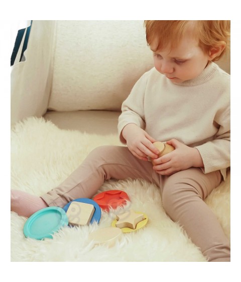 TOOKY TOY medinė dėlionė piramidės formos meškiukas 11 vnt.