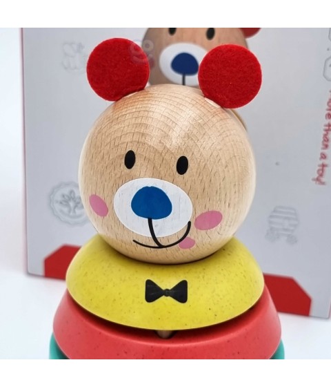 TOOKY TOY medinė dėlionė piramidės formos meškiukas 11 vnt.