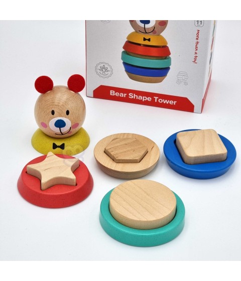 TOOKY TOY medinė dėlionė piramidės formos meškiukas 11 vnt.