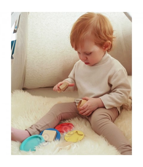 TOOKY TOY medinė dėlionė piramidės formos meškiukas 11 vnt.