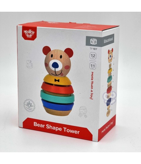 TOOKY TOY medinė dėlionė piramidės formos meškiukas 11 vnt.