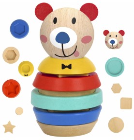 TOOKY TOY medinė dėlionė piramidės formos meškiukas 11 vnt.
