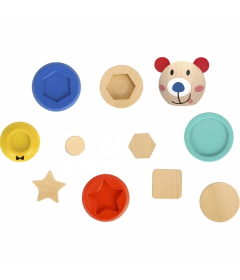 TOOKY TOY medinė dėlionė piramidės formos meškiukas 11 vnt.