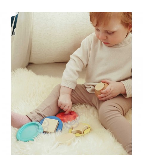 TOOKY TOY medinė dėlionė piramidės formos meškiukas 11 vnt.